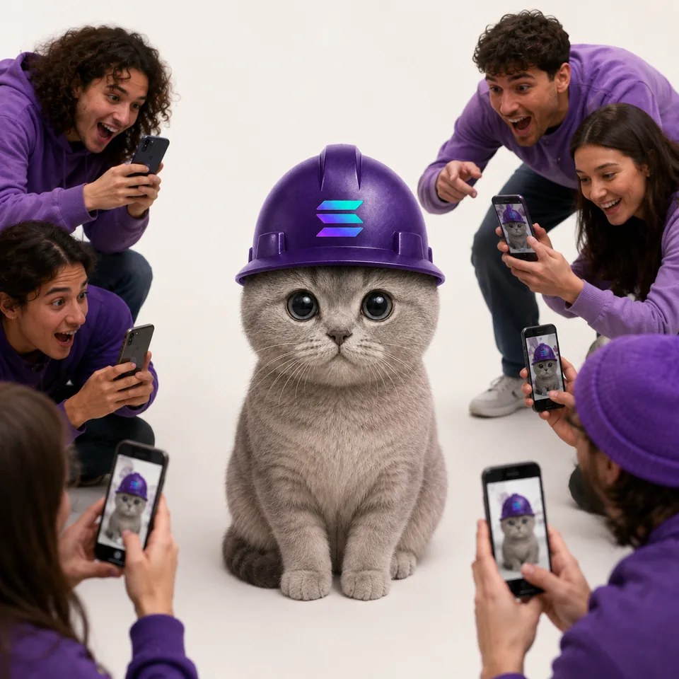 SOLCAT in a hard hat and safety vest building a tower of blocks